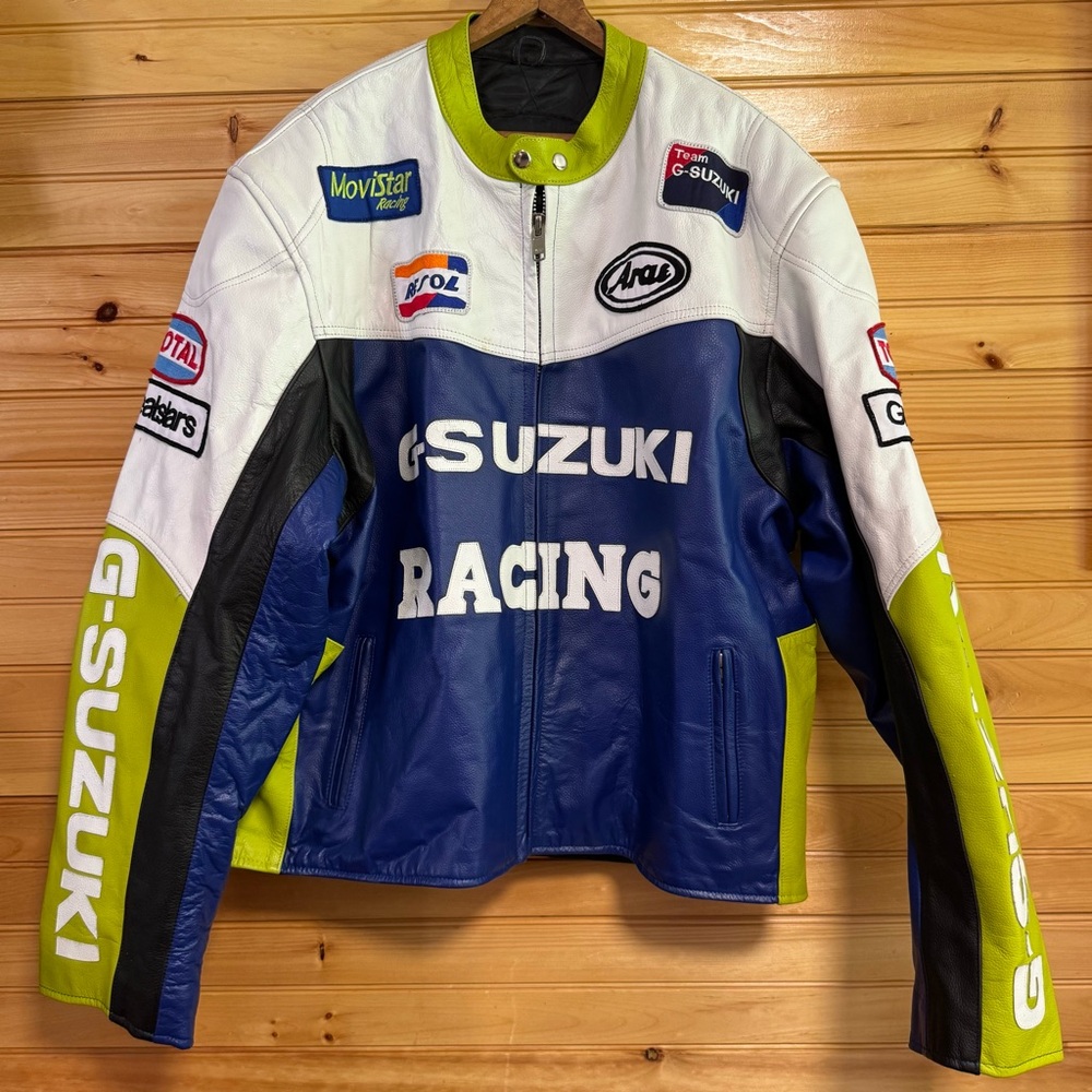 Suzuki Vintage Racing Leather Jacket G-Suzuki Moto GP Style XXXL